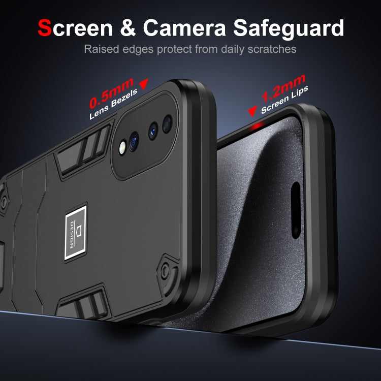 For Honor 70 2 in 1 Shockproof Phone Case(Black)
