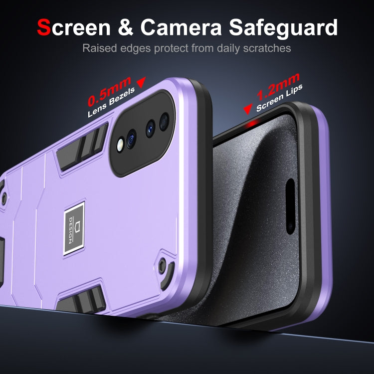 For Honor 70 2 in 1 Shockproof Phone Case(Purple)