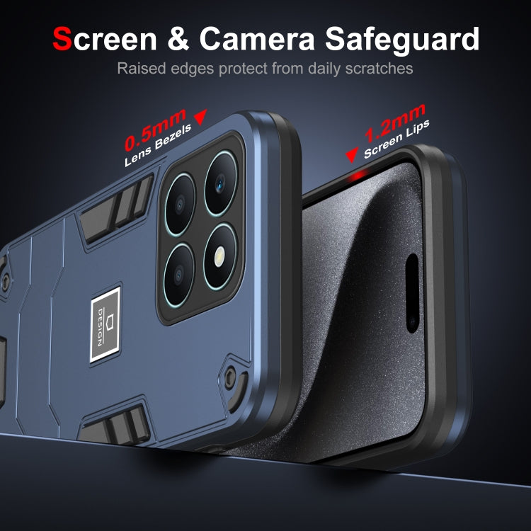 For Honor X6a 2 in 1 Shockproof Phone Case(Blue)