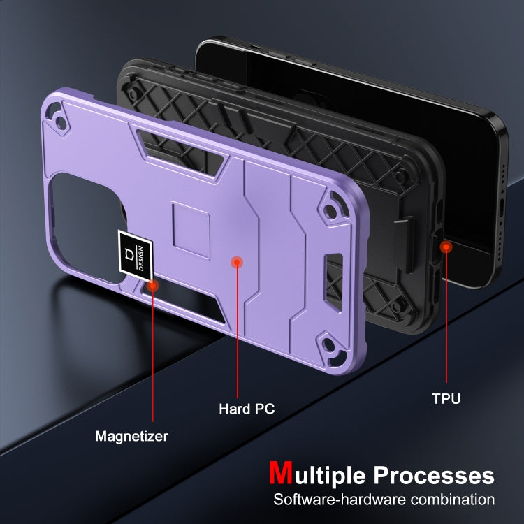 For Honor X7a 2 in 1 Shockproof Phone Case(Purple)