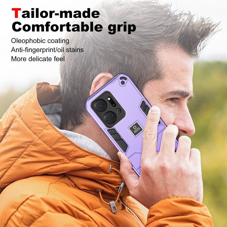 For Honor X7a 2 in 1 Shockproof Phone Case(Purple)