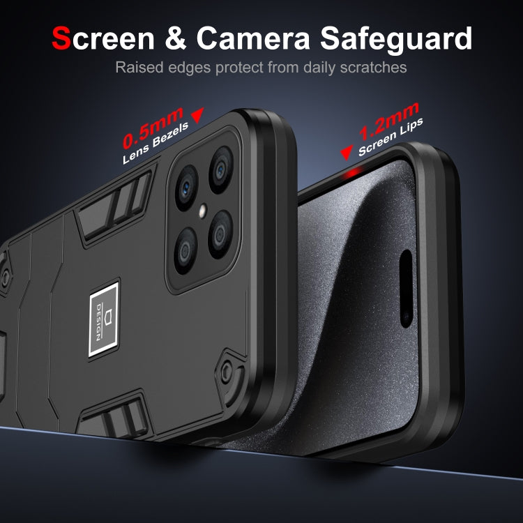 For Honor X8 2 in 1 Shockproof Phone Case(Black)