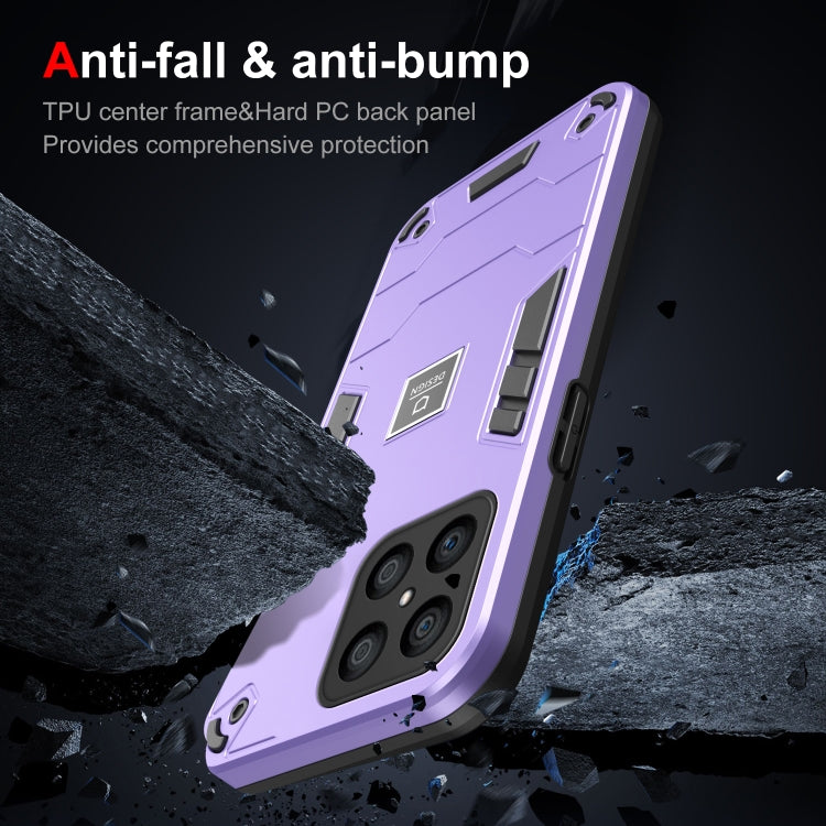 For Honor X8 2 in 1 Shockproof Phone Case(Purple)