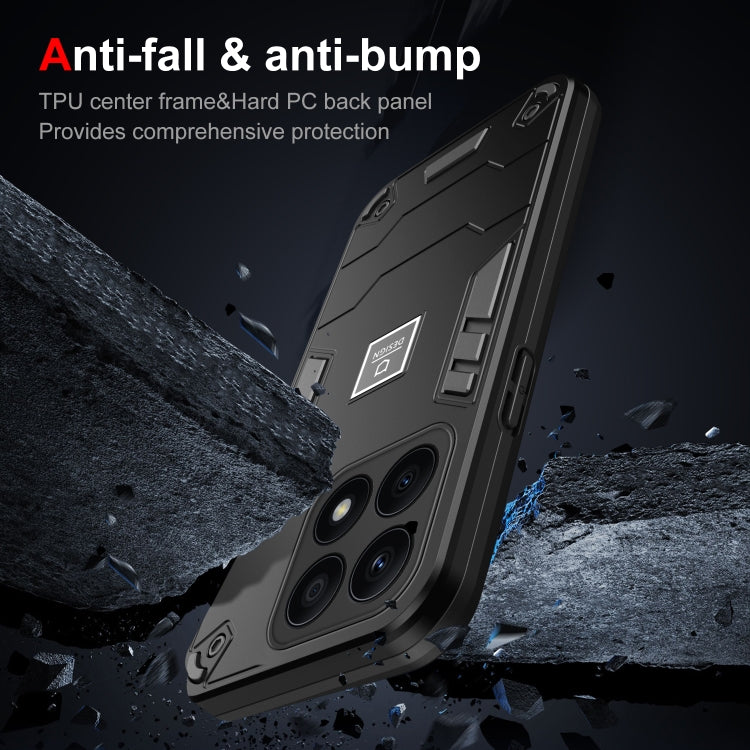 For Honor X8a 2 in 1 Shockproof Phone Case(Black)