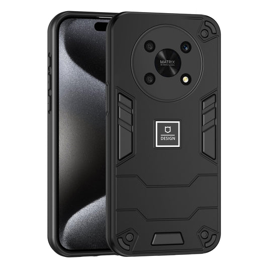 For Honor X9 5G 2 in 1 Shockproof Phone Case(Black)