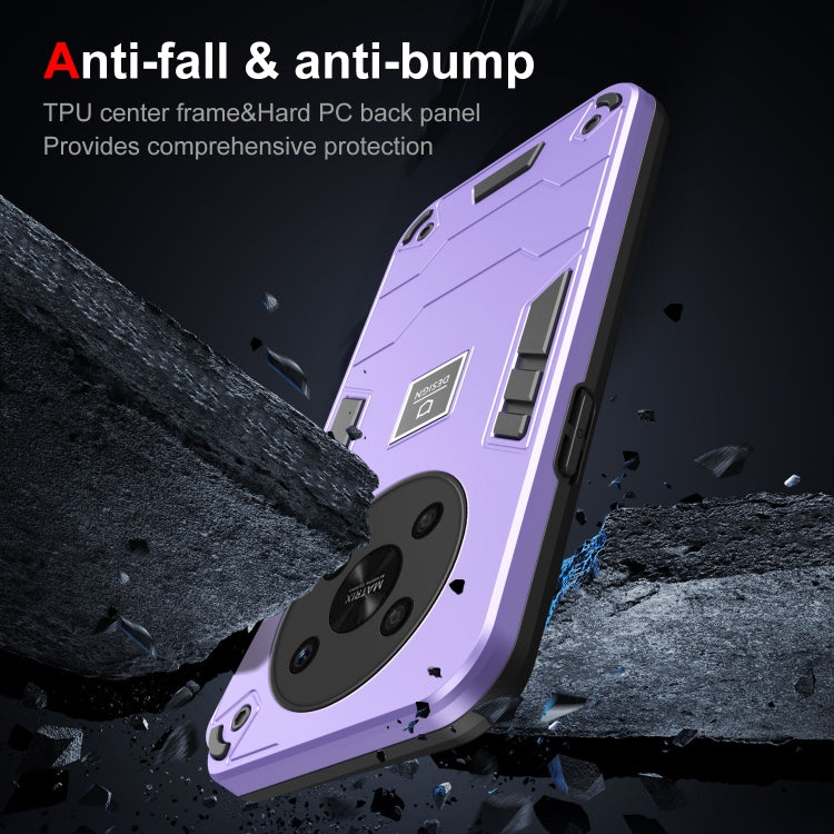 For Honor X9 5G 2 in 1 Shockproof Phone Case(Purple)