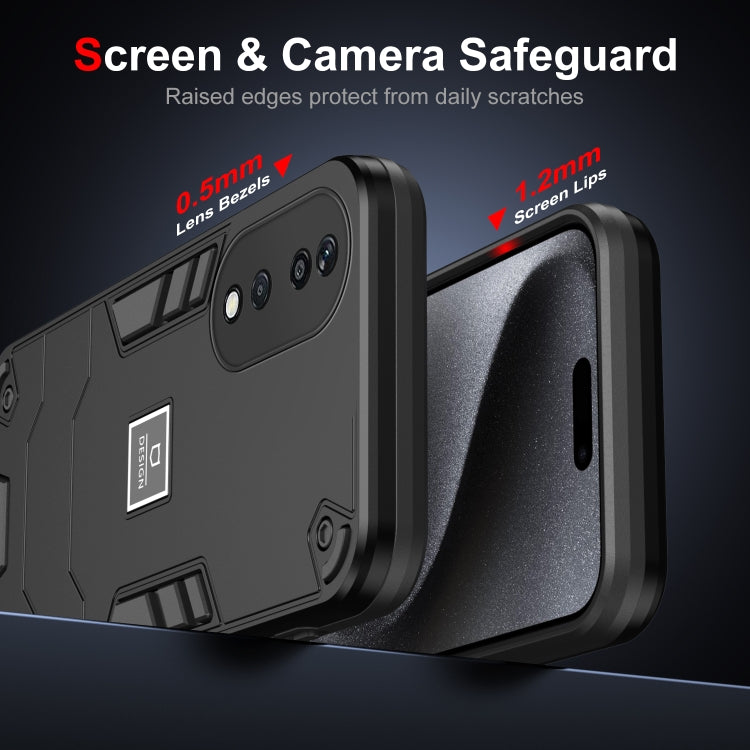 For Honor X7b 2 in 1 Shockproof Phone Case(Black)