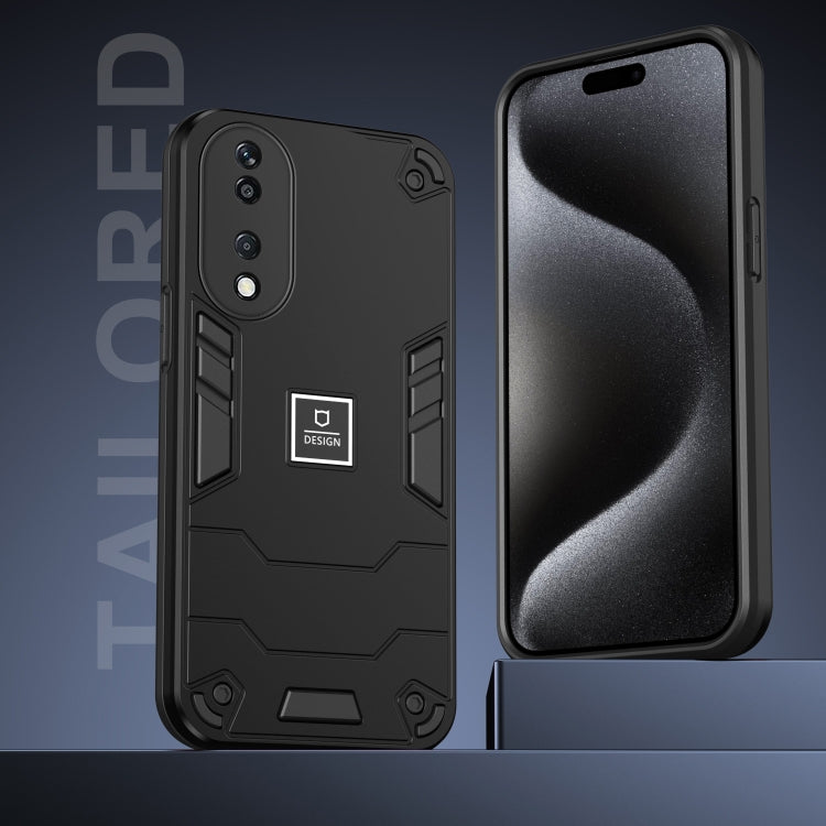 For Honor X7b 2 in 1 Shockproof Phone Case(Black)