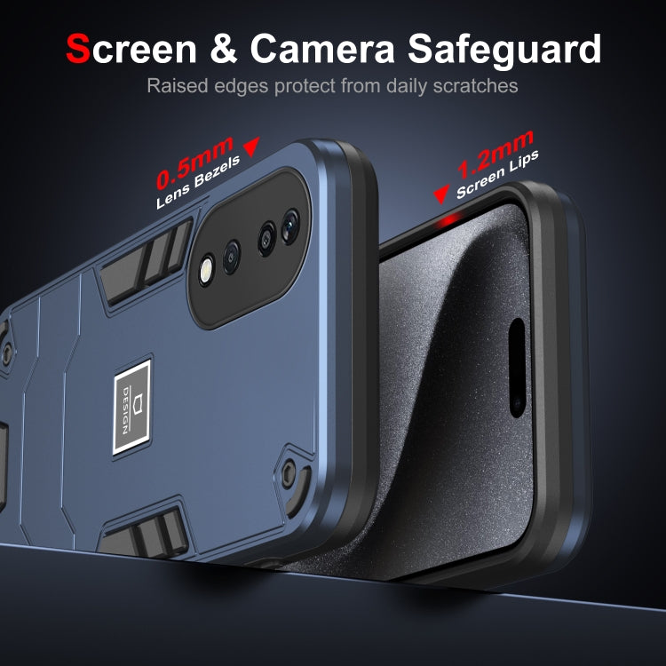 For Honor X7b 2 in 1 Shockproof Phone Case(Blue)
