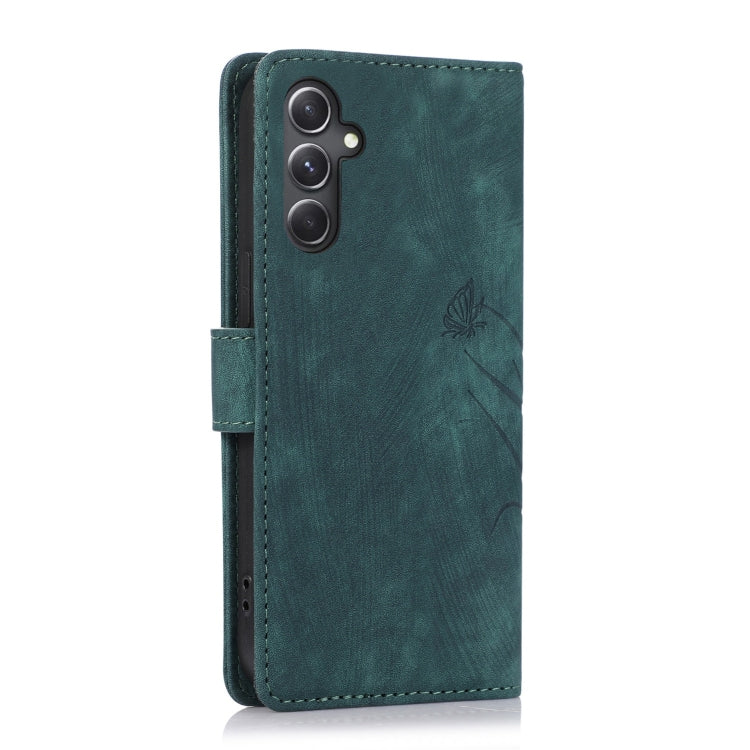 For Samsung Galaxy S24 5G Orchid Butterfly Embossed Leather Phone Case(Green)