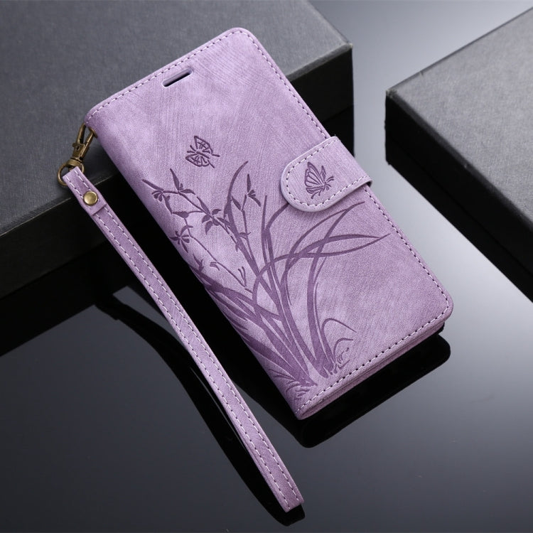 For Samsung Galaxy S24 5G Orchid Butterfly Embossed Leather Phone Case(Purple)