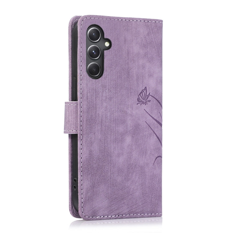 For Samsung Galaxy S24 5G Orchid Butterfly Embossed Leather Phone Case(Purple)