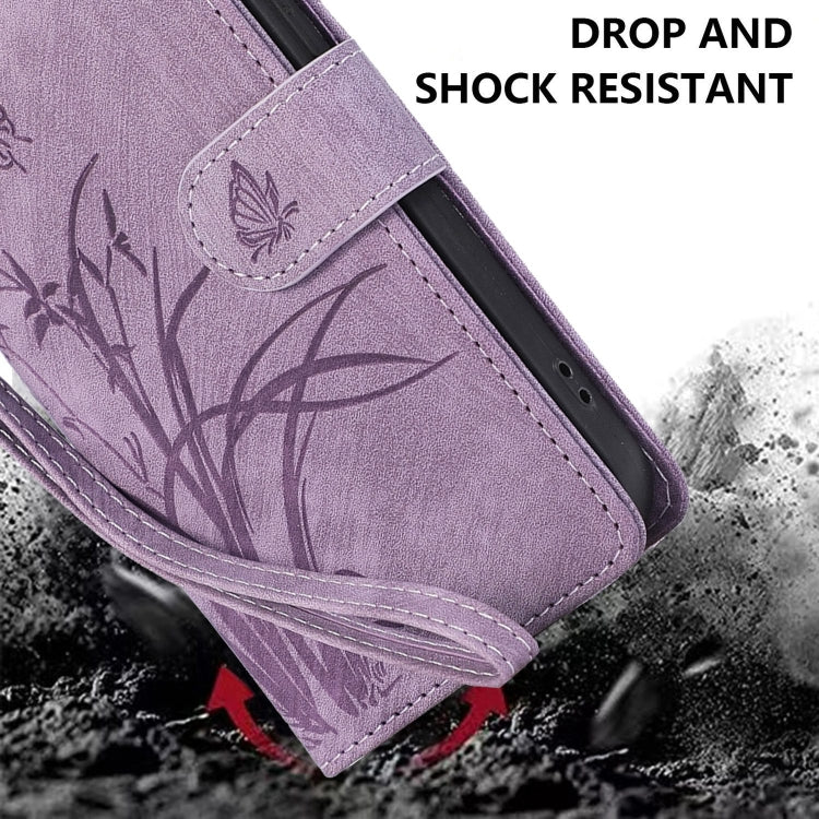For Samsung Galaxy S24 5G Orchid Butterfly Embossed Leather Phone Case(Purple)