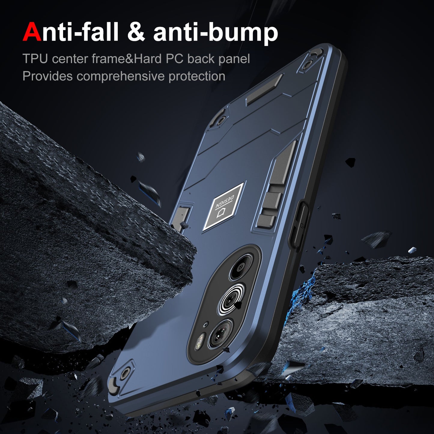For Motorola Edge 30 Pro 2 in 1 Shockproof Phone Case(Blue)