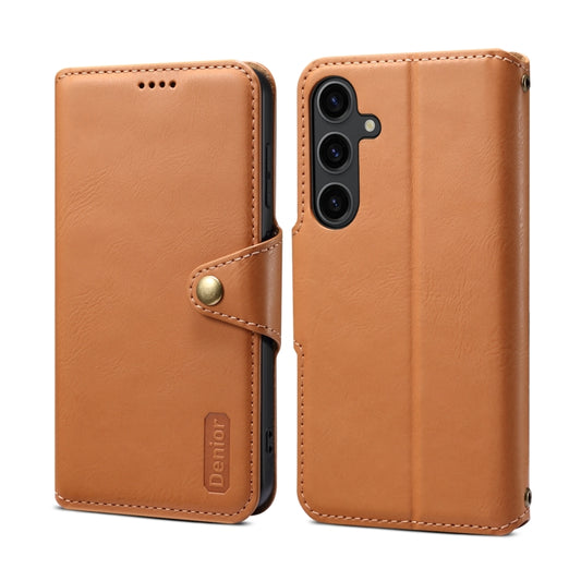 For Samsung Galaxy S24 5G Denior Cowhide Texture Wallet Style Leather Phone Case(Khaki)