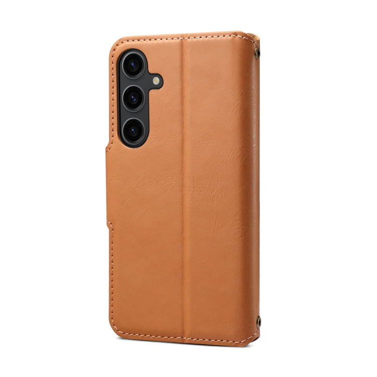 For Samsung Galaxy S24 5G Denior Cowhide Texture Wallet Style Leather Phone Case(Khaki)