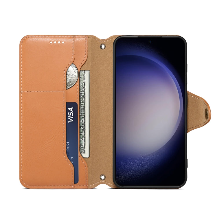 For Samsung Galaxy S24 5G Denior Cowhide Texture Wallet Style Leather Phone Case(Khaki)