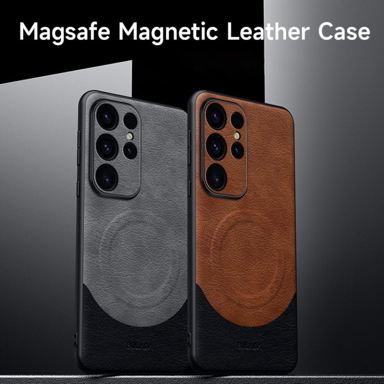 For Samsung Galaxy S24 5G SULADA Stitching Leather MagSafe Magnetic Phone Case(Orange)