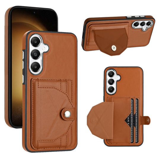 For Samsung Galaxy S24 5G Shockproof Leather Phone Case with Card Holder(Brown)
