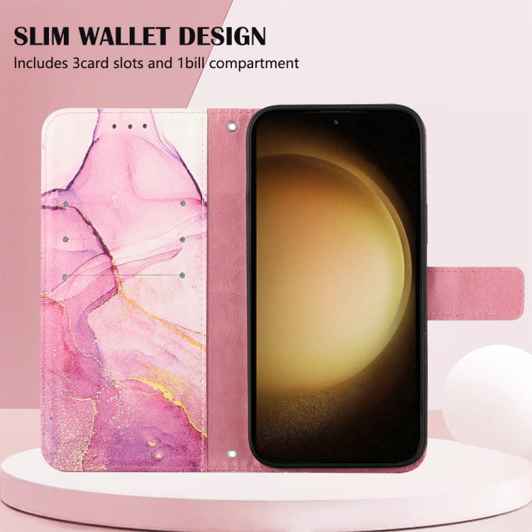 For Samsung Galaxy S24 5G PT003 Marble Pattern Flip Leather Phone Case(Pink Purple Gold)