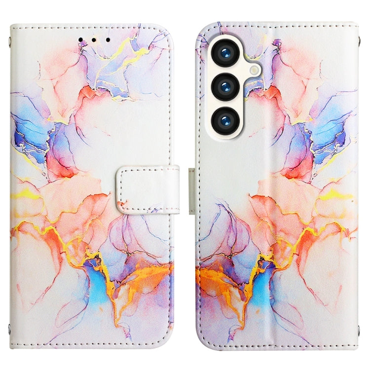 For Samsung Galaxy S24 5G PT003 Marble Pattern Flip Leather Phone Case(Galaxy Marble White)
