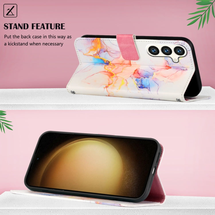 For Samsung Galaxy S24 5G PT003 Marble Pattern Flip Leather Phone Case(Galaxy Marble White)