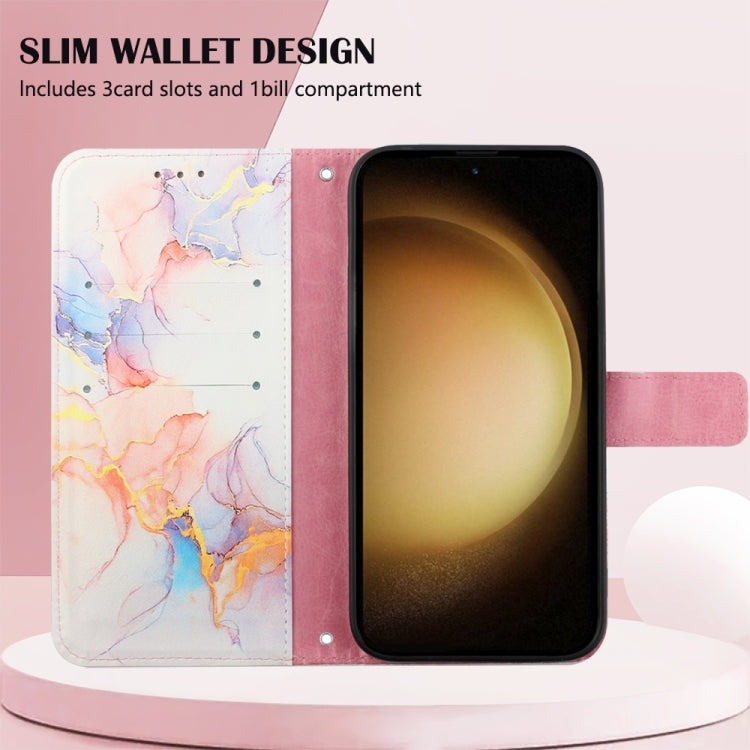 For Samsung Galaxy S24 5G PT003 Marble Pattern Flip Leather Phone Case(Galaxy Marble White)