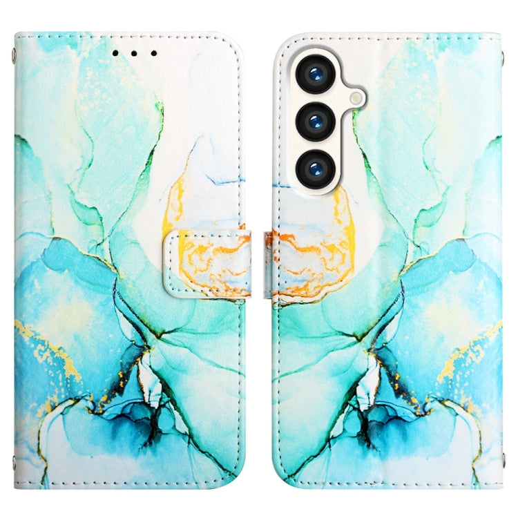 For Samsung Galaxy S24 5G PT003 Marble Pattern Flip Leather Phone Case(Green)