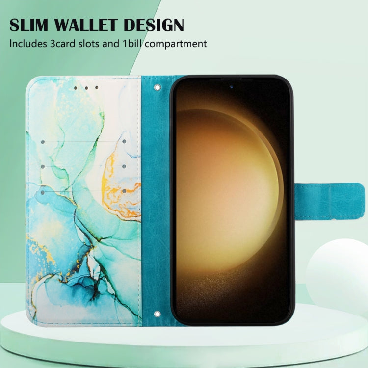 For Samsung Galaxy S24 5G PT003 Marble Pattern Flip Leather Phone Case(Green)