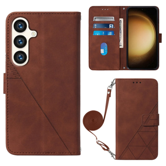 For Samsung Galaxy S24 5G Crossbody 3D Embossed Flip Leather Phone Case(Brown)