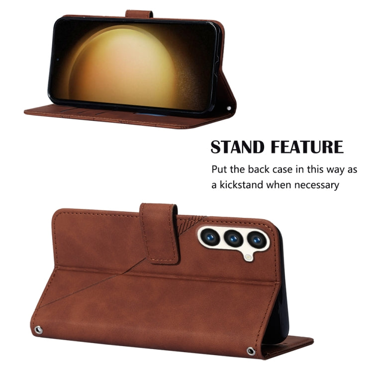 For Samsung Galaxy S24 5G Crossbody 3D Embossed Flip Leather Phone Case(Brown)