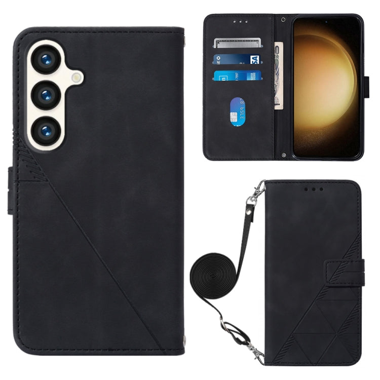 For Samsung Galaxy S24 5G Crossbody 3D Embossed Flip Leather Phone Case(Black)