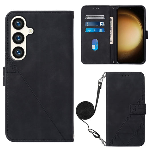 For Samsung Galaxy S24 5G Crossbody 3D Embossed Flip Leather Phone Case(Black)