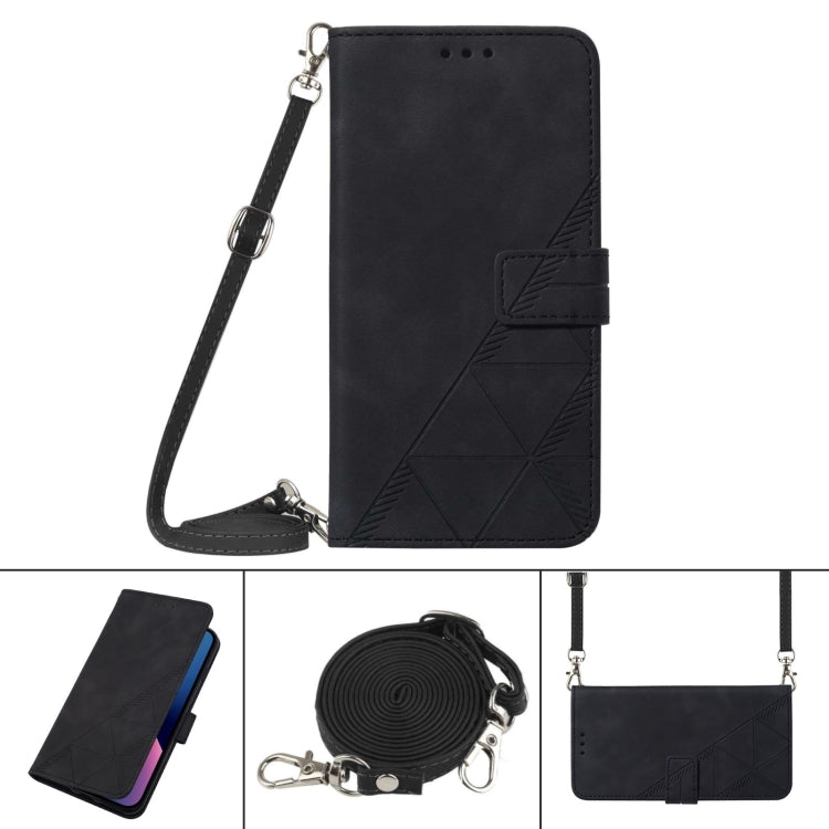 For Samsung Galaxy S24 5G Crossbody 3D Embossed Flip Leather Phone Case(Black)