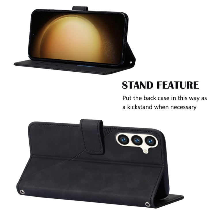 For Samsung Galaxy S24 5G Crossbody 3D Embossed Flip Leather Phone Case(Black)