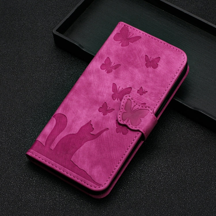 For Honor 90 Pro 5G Butterfly Cat Embossing Flip Leather Phone Case(Pink)