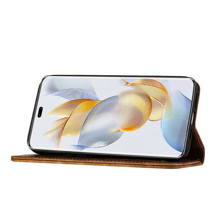 For Honor 90 Pro 5G Butterfly Cat Embossing Flip Leather Phone Case(Brown)