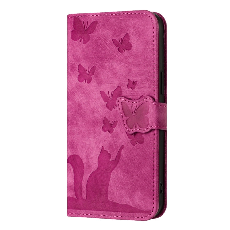 For Honor 90 Lite / X50i Butterfly Cat Embossing Flip Leather Phone Case(Pink)