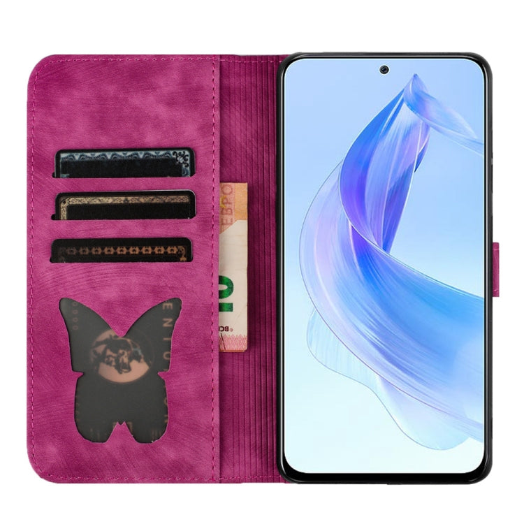 For Honor 90 Lite / X50i Butterfly Cat Embossing Flip Leather Phone Case(Pink)