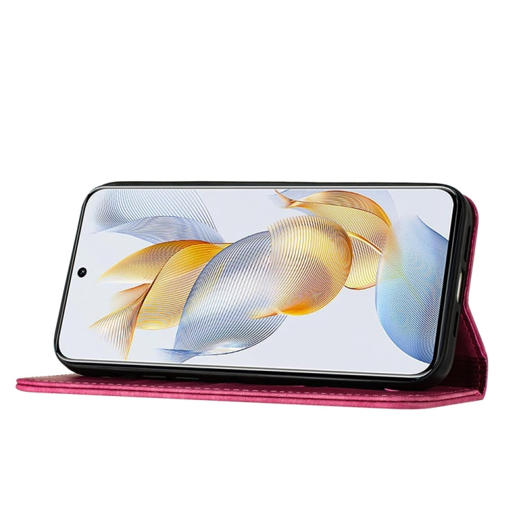 For Honor 90 / 80 Butterfly Cat Embossing Flip Leather Phone Case(Pink)