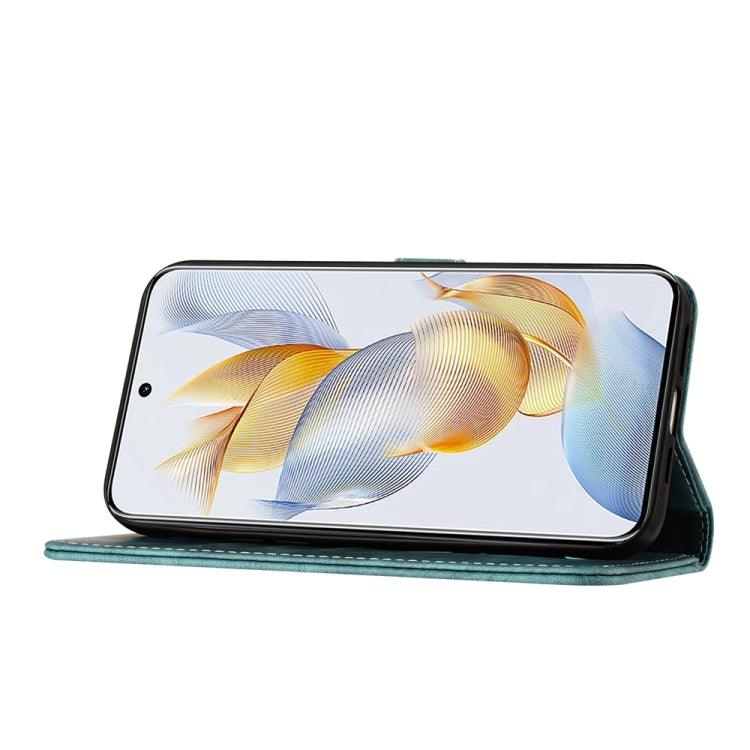 For Honor 90 / 80 Butterfly Cat Embossing Flip Leather Phone Case(Wathet)