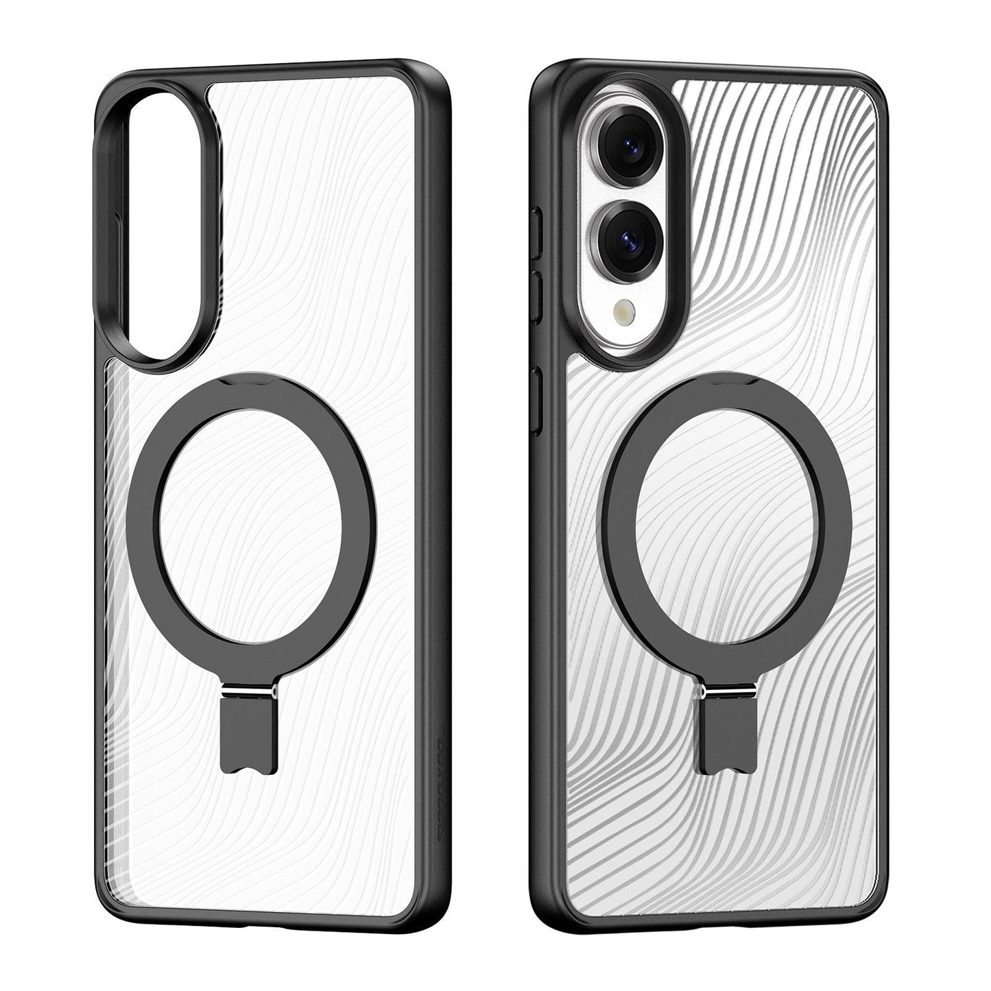 For Samsung Galaxy S25 Edge 5G DUX DUCIS Aimo Mag Series MagSafe Ring Holder Frosted Phone Case(Black)