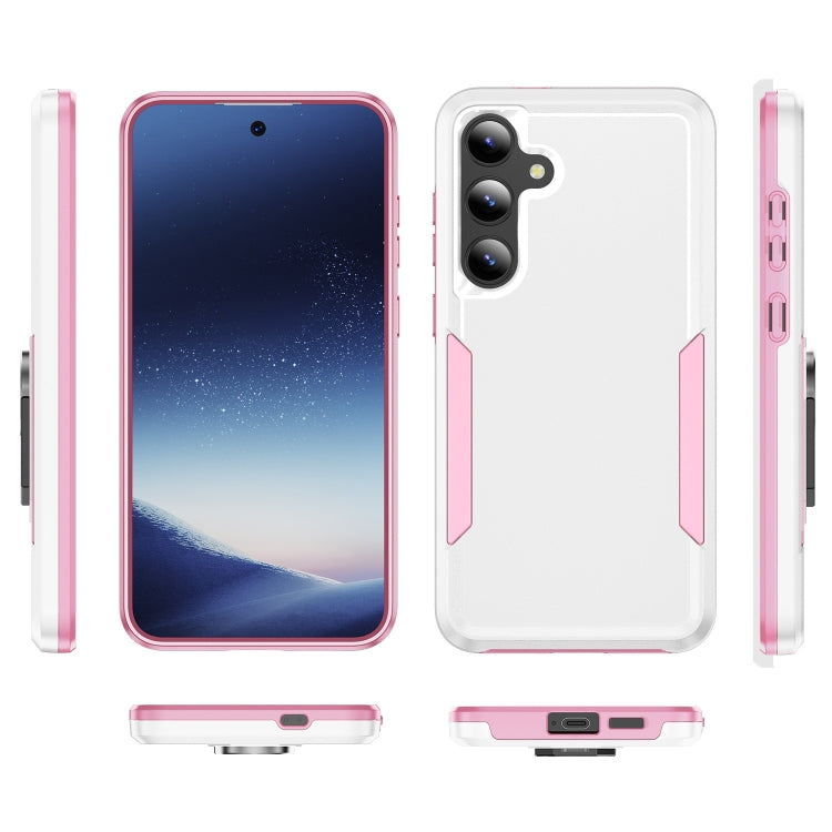 For Samsung Galaxy S24 5G Pioneer Armor Heavy Duty PC + TPU Phone Case(White+Pink)
