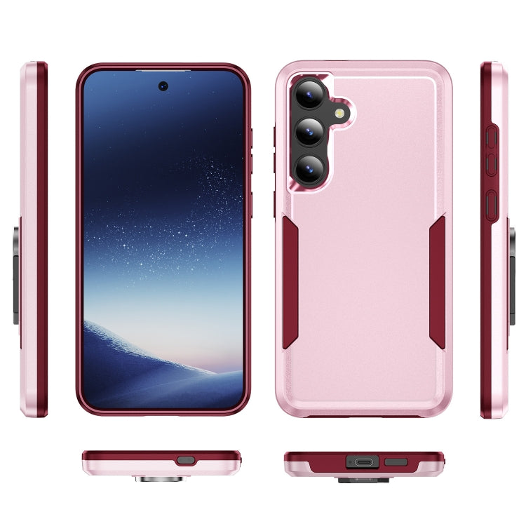 For Samsung Galaxy S24 5G Pioneer Armor Heavy Duty PC + TPU Phone Case(Pink+Rose Red)