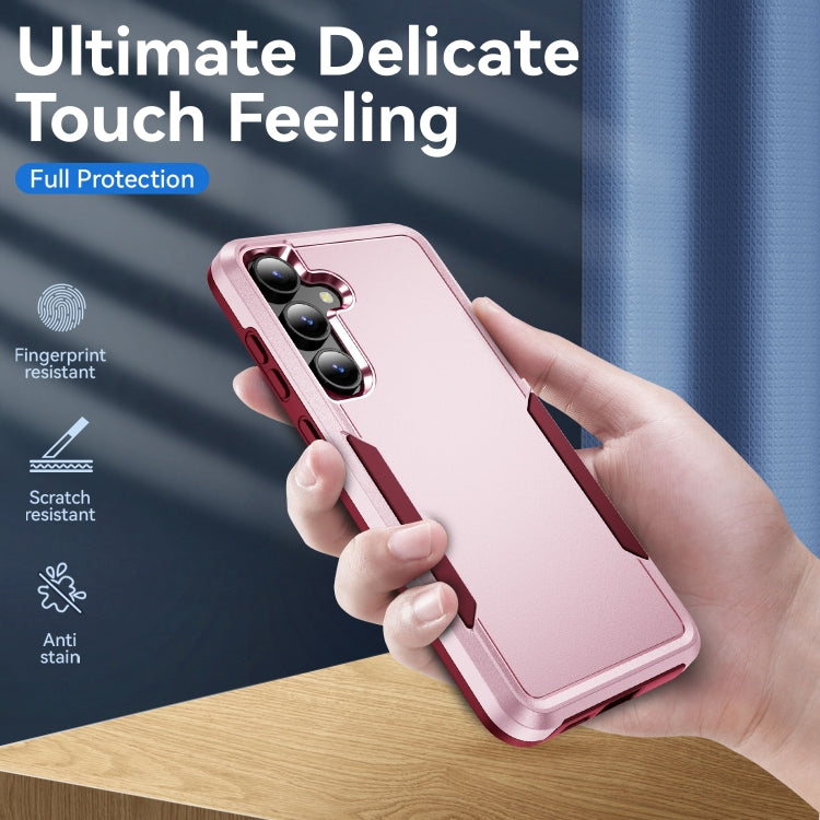 For Samsung Galaxy S24 5G Pioneer Armor Heavy Duty PC + TPU Phone Case(Pink+Rose Red)