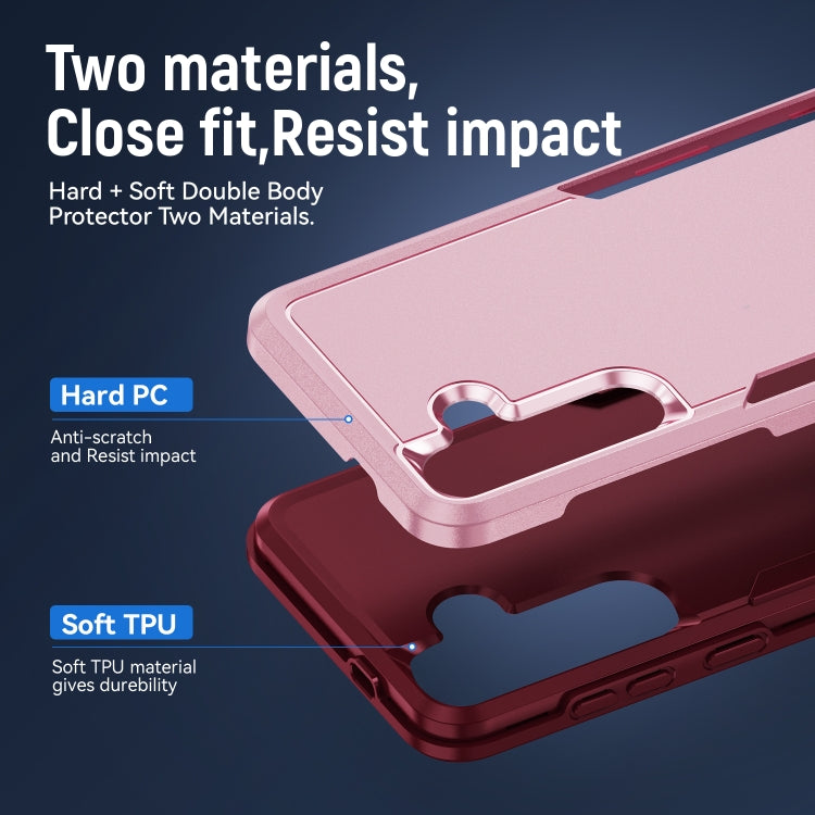 For Samsung Galaxy S24 5G Pioneer Armor Heavy Duty PC + TPU Phone Case(Pink+Rose Red)