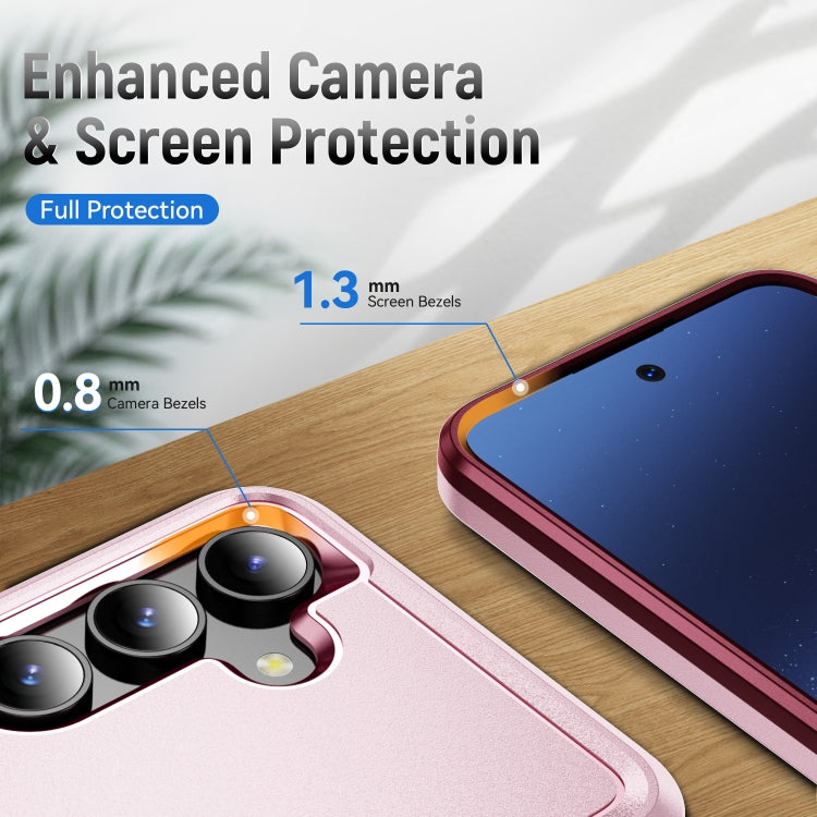 For Samsung Galaxy S24 5G Pioneer Armor Heavy Duty PC + TPU Phone Case(Pink+Rose Red)