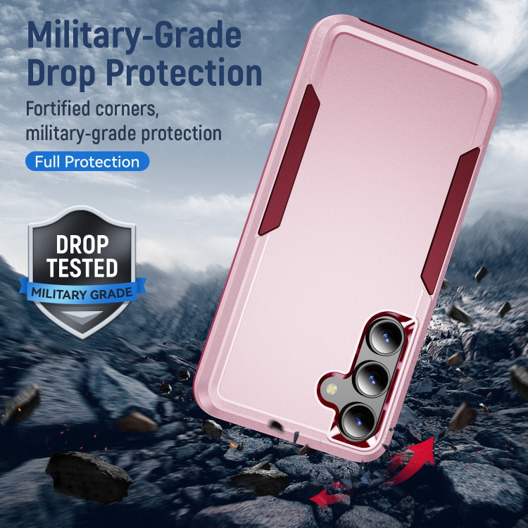 For Samsung Galaxy S24 5G Pioneer Armor Heavy Duty PC + TPU Phone Case(Pink+Rose Red)