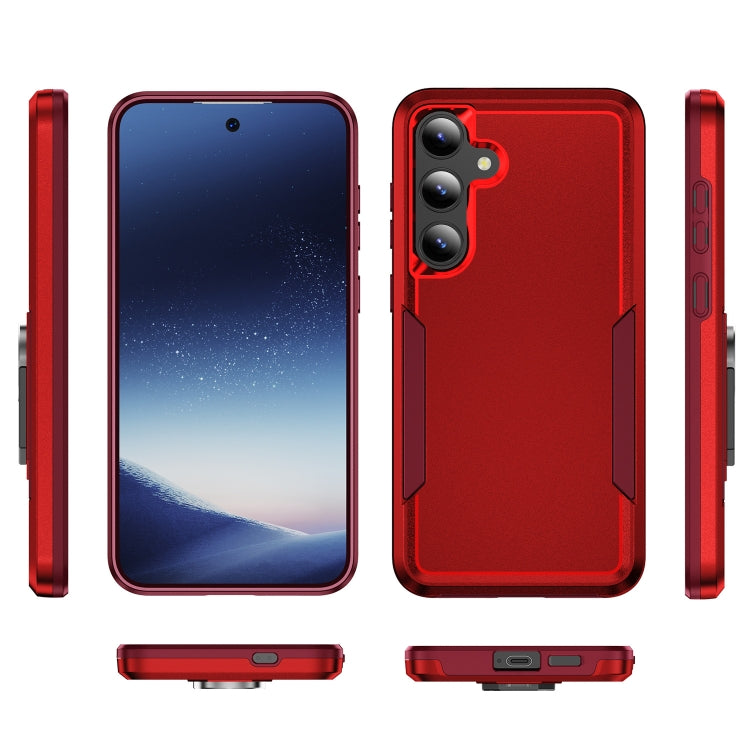 For Samsung Galaxy S24 5G Pioneer Armor Heavy Duty PC + TPU Phone Case(Red+Rose Red)