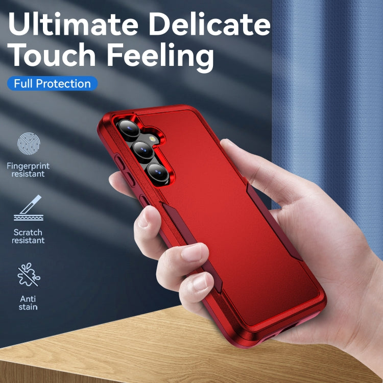For Samsung Galaxy S24 5G Pioneer Armor Heavy Duty PC + TPU Phone Case(Red+Rose Red)